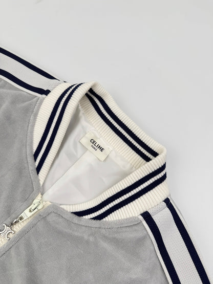 Celine Velvet Tracksuit Zip-up Hoodie "Grey"