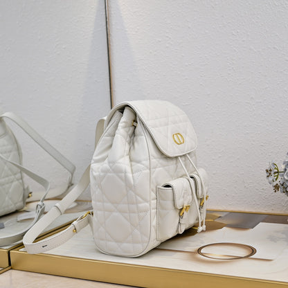 Dior Medium Dior Caro Backpack "Latte Macrocannage Lambskin"