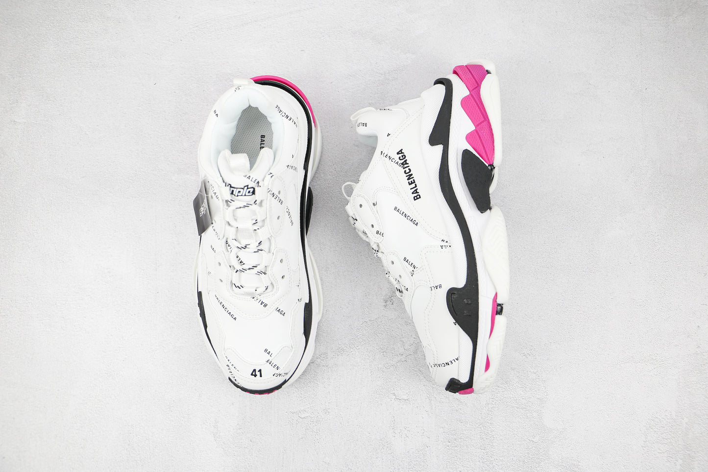 Balenciaga Triple S "White-Pink-Black-All Over Logo"