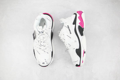 Balenciaga Triple S "White-Pink-Black-All Over Logo"