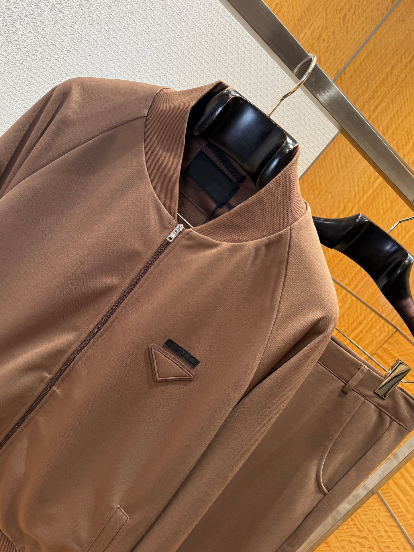 Prada Technical Fleece Blouson Jacket "Brown"