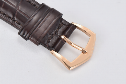 Patek Philippe Calatrava 39mm Rose Gold Brown Leather Cream Dial