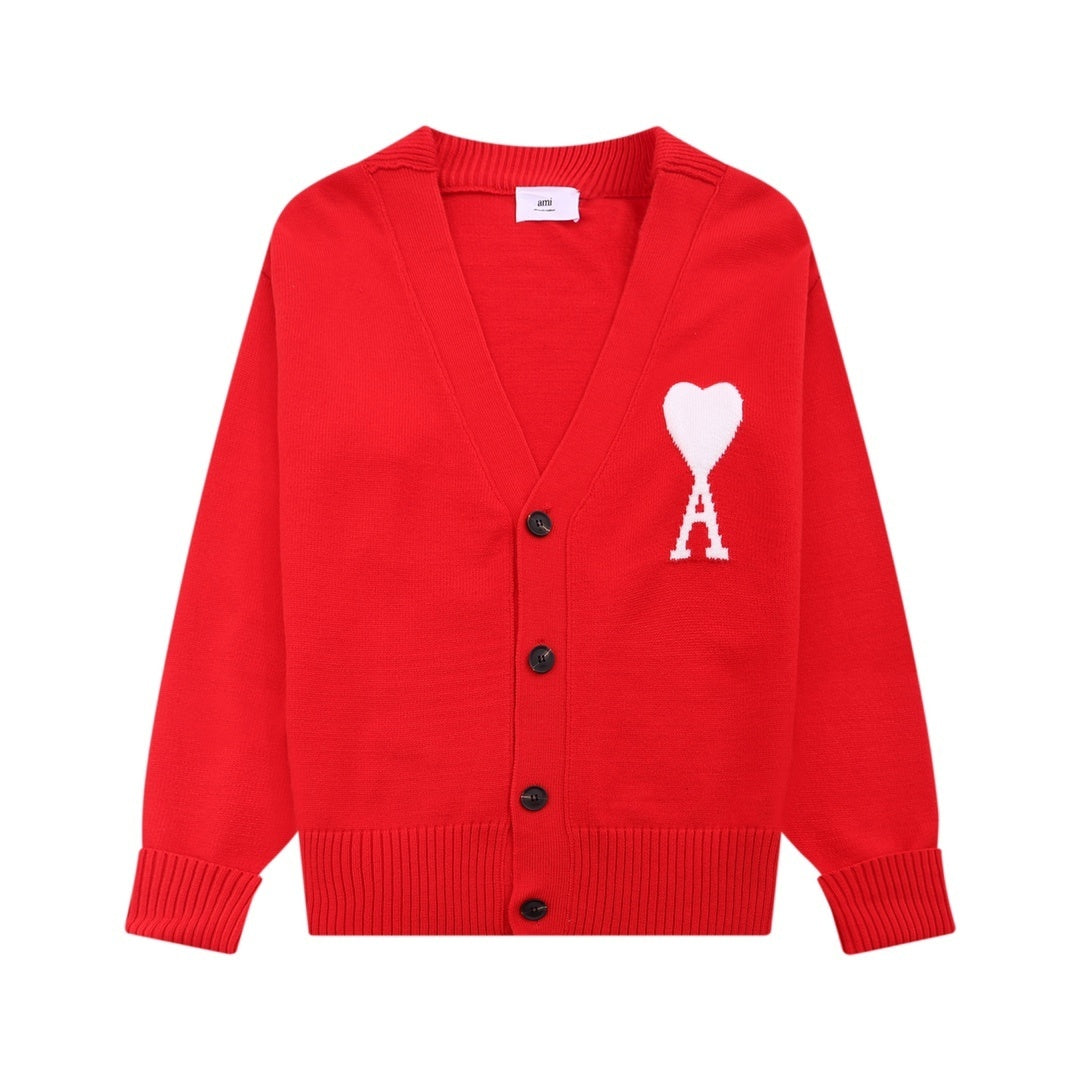 AMI Paris Ami De Coeur Cardigan "Red"