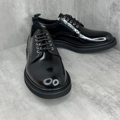 Dior Leather Derby Perforated Shoes "Black"