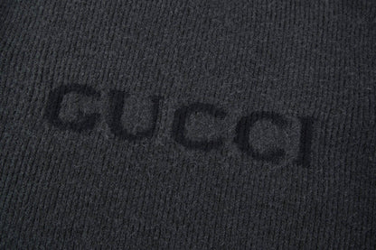 Gucci Wool Cashmere Rib Knit Sweater "Dark Grey-Black"