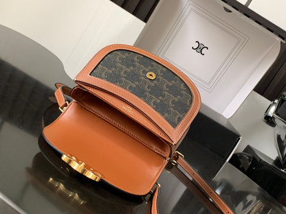 Celine Mini Besace Clea in Triomphe Canvas and Calfskin