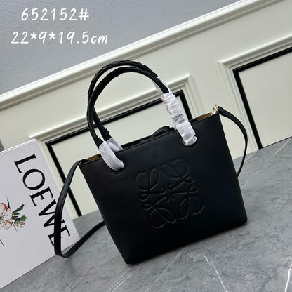 Loewe Anagram Embossed Small Leather Tote Bag "Black"