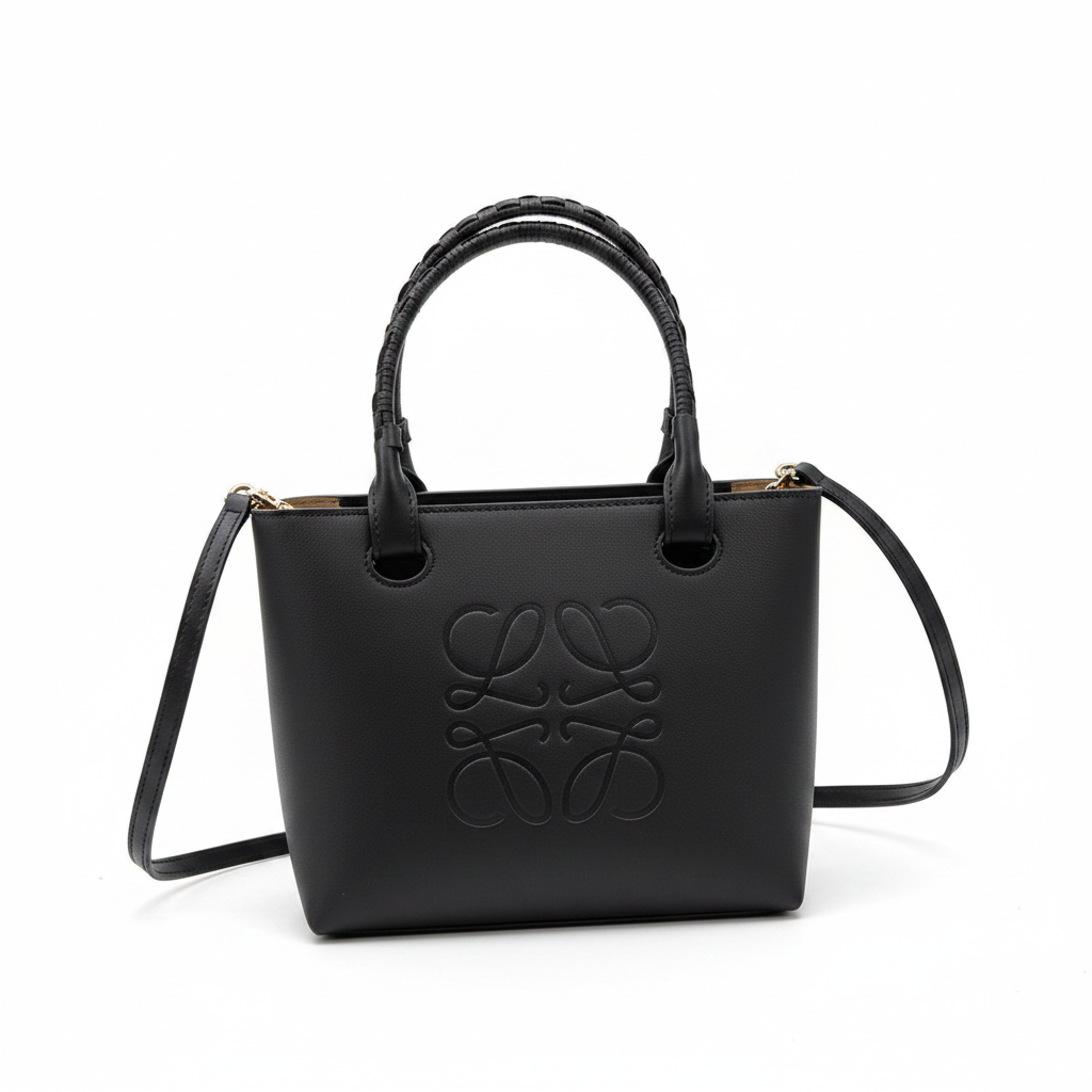 Loewe Anagram Embossed Small Leather Tote Bag "Black"