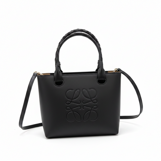 Loewe Anagram Embossed Small Leather Tote Bag "Black"