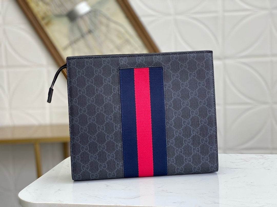 Gucci GG Supreme Sherry Line GG Web Pouch