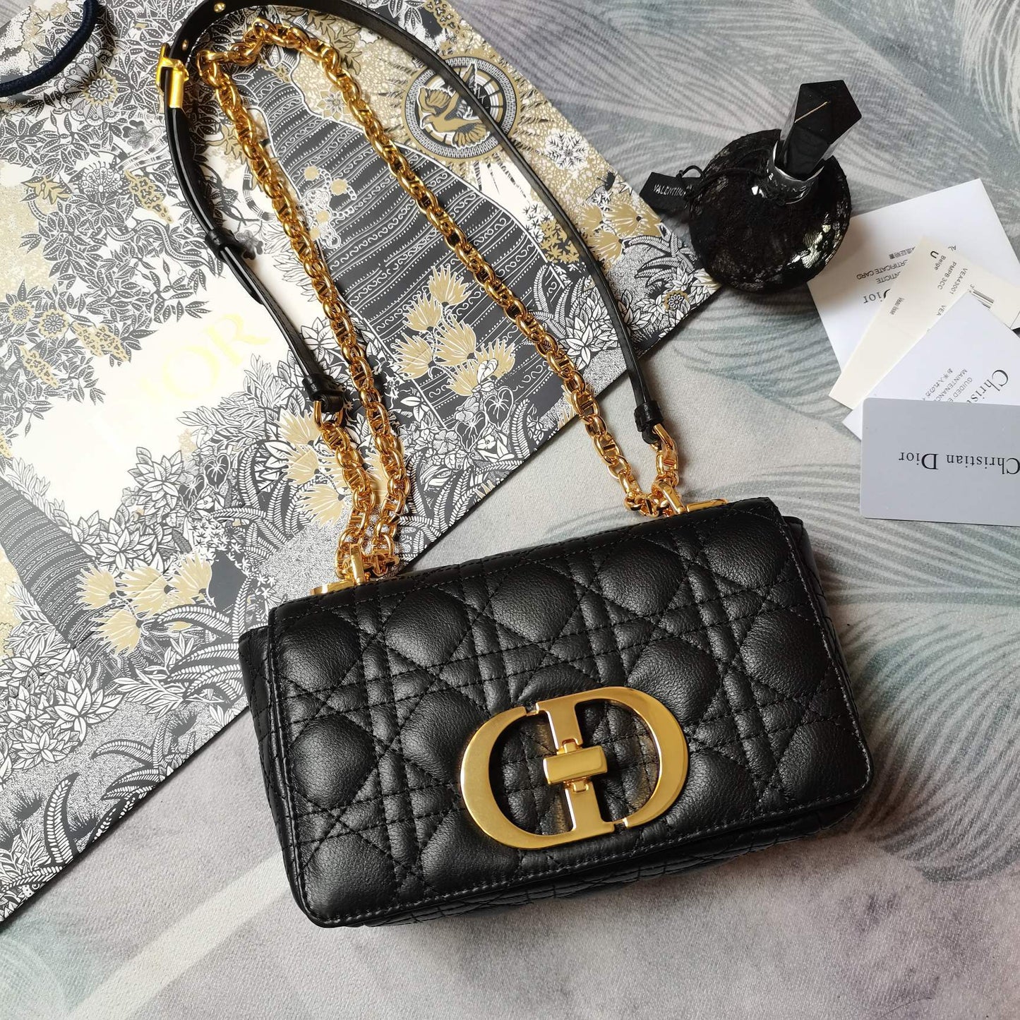 Dior Small Dior Caro Bag "Black Supple Cannage Calfskin"