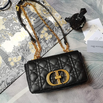 Dior Small Dior Caro Bag "Black Supple Cannage Calfskin"