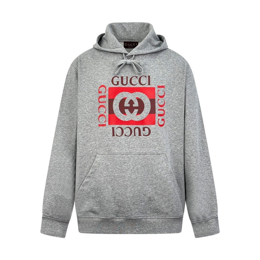 Gucci Printed Cotton Jersey Hoodie "Grey"