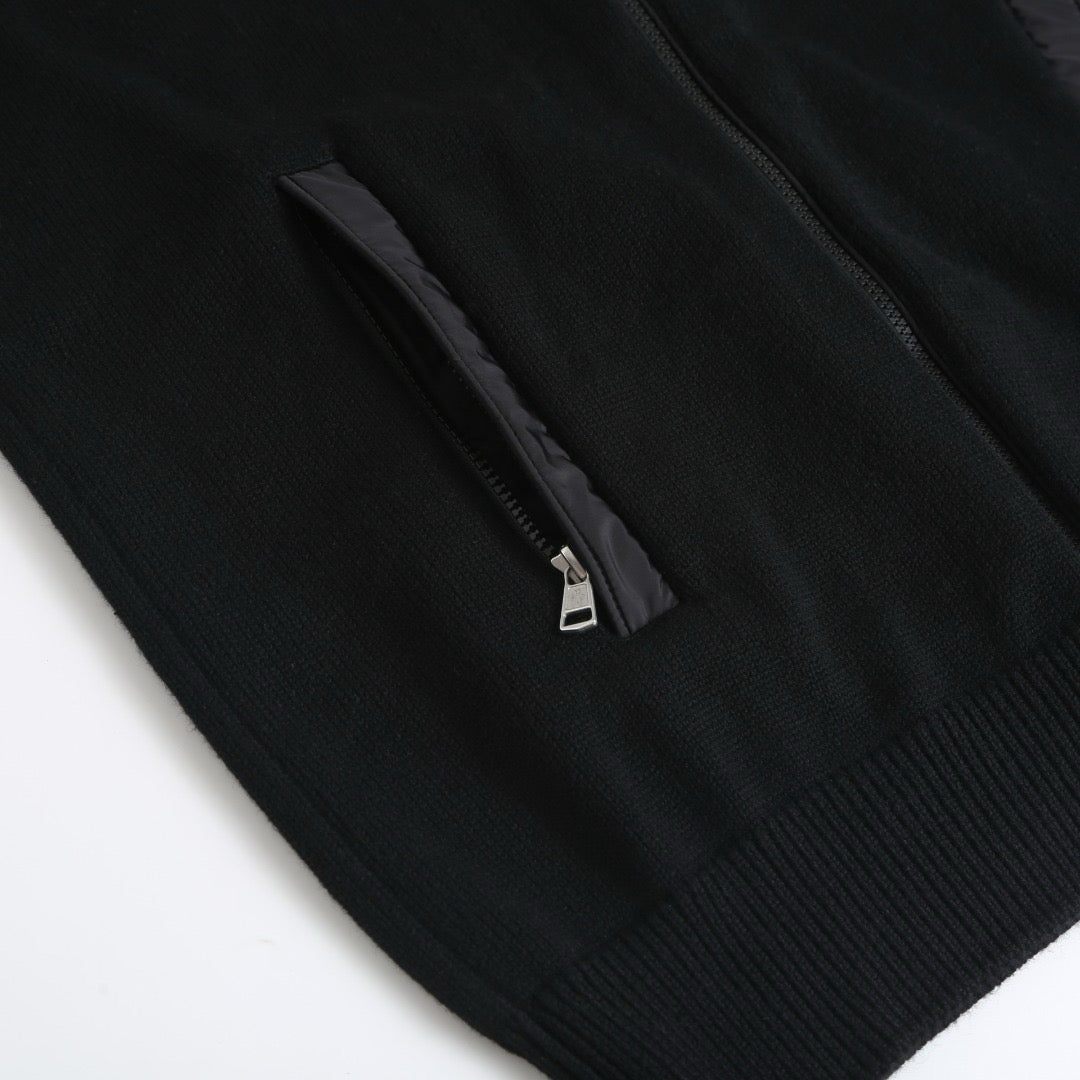 Moncler Padded Wool Zip-Up Cardigan "Black"