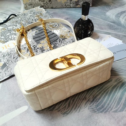 Dior Small Dior Caro Bag "Ivory Supple Cannage Calfskin"