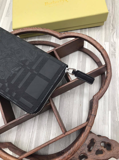 Burberry Long Equestrian Knight Leather Wallet
