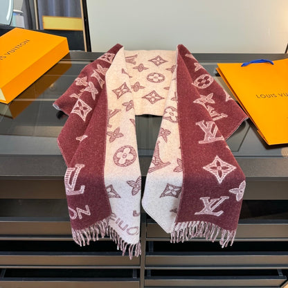 Louis Vuitton Monogram Shadow Scarf "Burgundy"