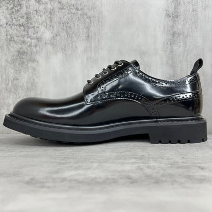 Dior Leather Derby Perforated Shoes "Black"