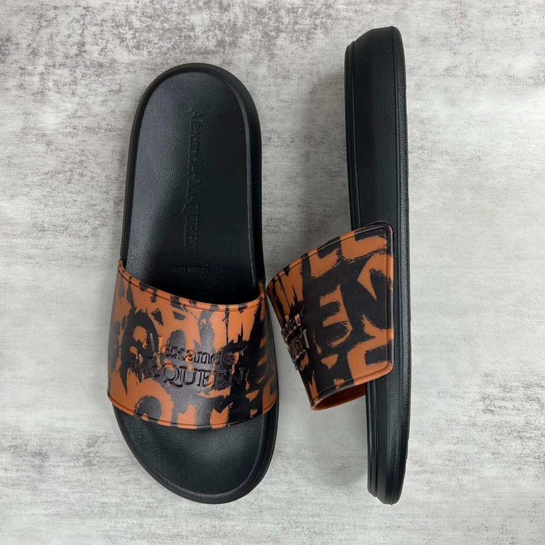 Alexander McQueen Slides "Burnt Orange-Black"
