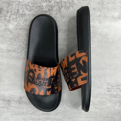 Alexander McQueen Slides "Burnt Orange-Black"