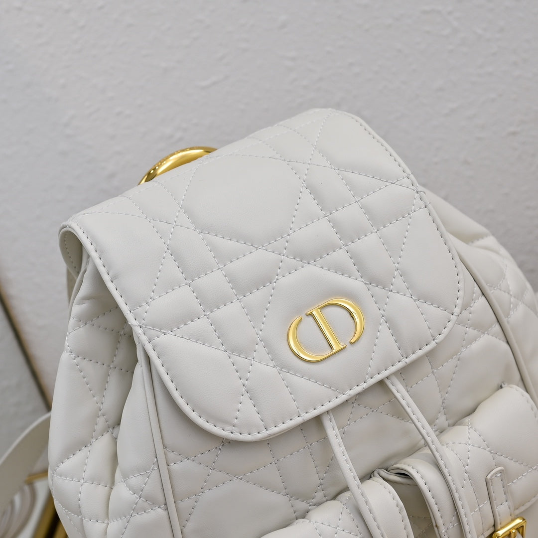 Dior Medium Dior Caro Backpack "Latte Macrocannage Lambskin"