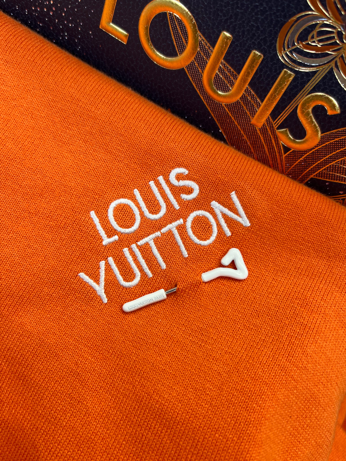 Louis Vuitton Pin-Embroidered Logo Short-Sleeve Knit T-shirt "Orange"