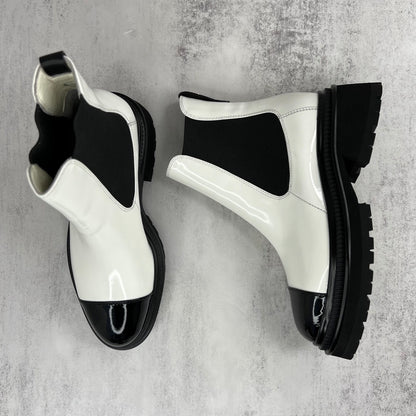 Chanel Chelsea Boots "White-Black"