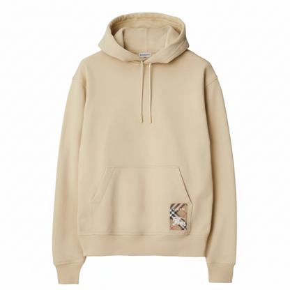 Burberry Check Label Cotton Hoodie "Beige"