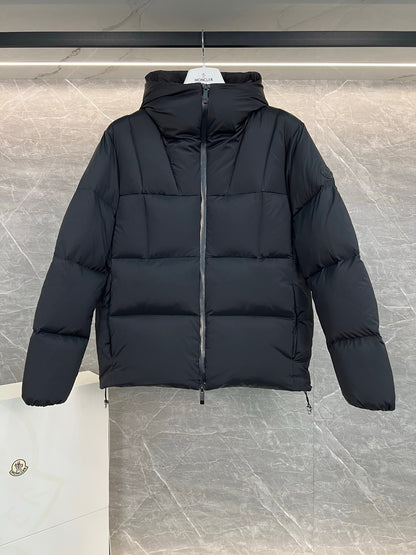 Moncler Fusain Hooded Short Down Jacket "Black"