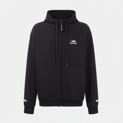 Balenciaga 3B Sports Icon Zip-up Hoodie "Black"