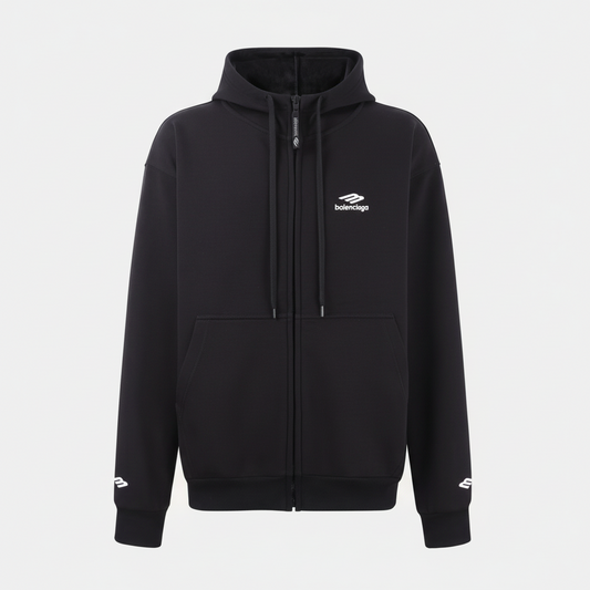 Balenciaga 3B Sports Icon Zip-up Hoodie "Black"