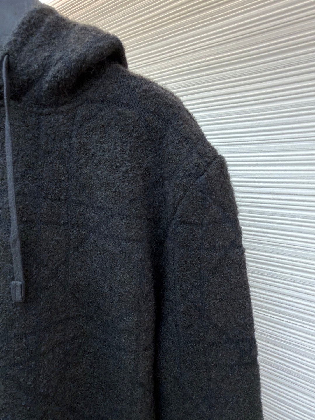 Dior Cannage Hooded Sweatshirt "Black Cotton and Wool Blend Knit"