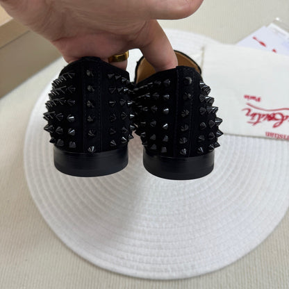 Christian Louboutin Dandelion Spikes Loafers Veau Velours "Black"
