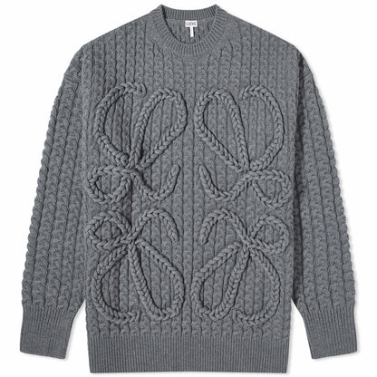 Loewe Cable Knitted Anagram Sweater "Grey"