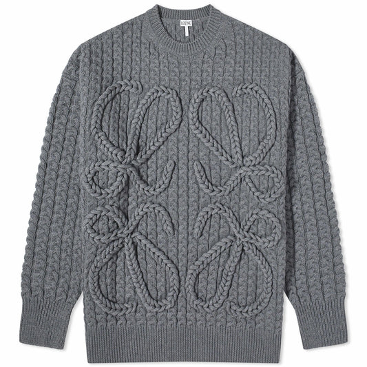 Loewe Cable Knitted Anagram Sweater "Grey"