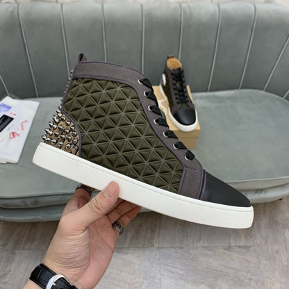 Christian Louboutin High Top Louis Spikes "Green-Black"