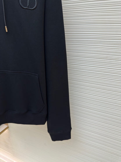 Dior CD Icon Hooded Sweatshirt "Black Cotton Fleece"