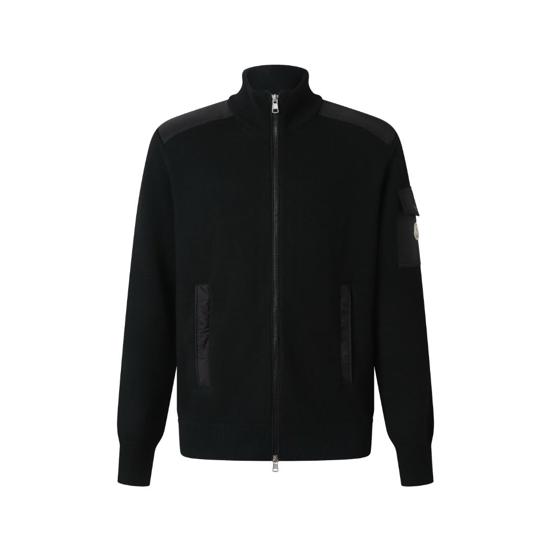 Moncler Padded Wool Zip-Up Cardigan "Black"