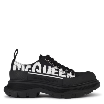 Alexander McQueen Tread Slick Low "Black-White Graffiti Logo"
