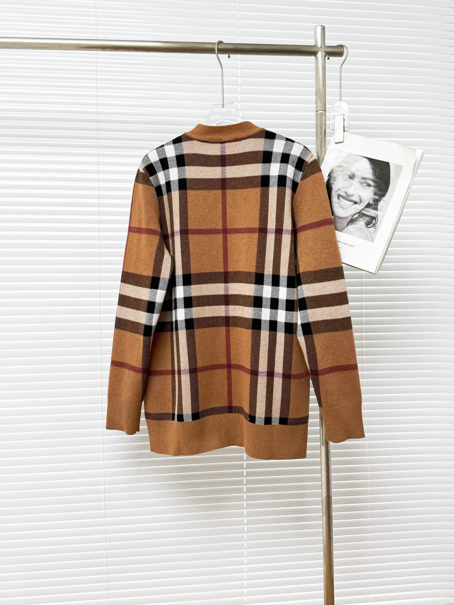 Burberry Check Wool Cashmere Cardigan "Birch Brown"