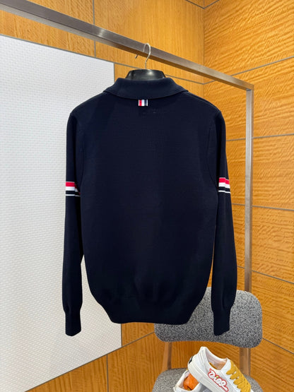 Thom Browne RWB Stripe Zipped Cardigan "Navy Blue"