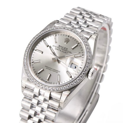 Rolex Date Just 36mm Jubilee Bracelet Silver Diamond Dial