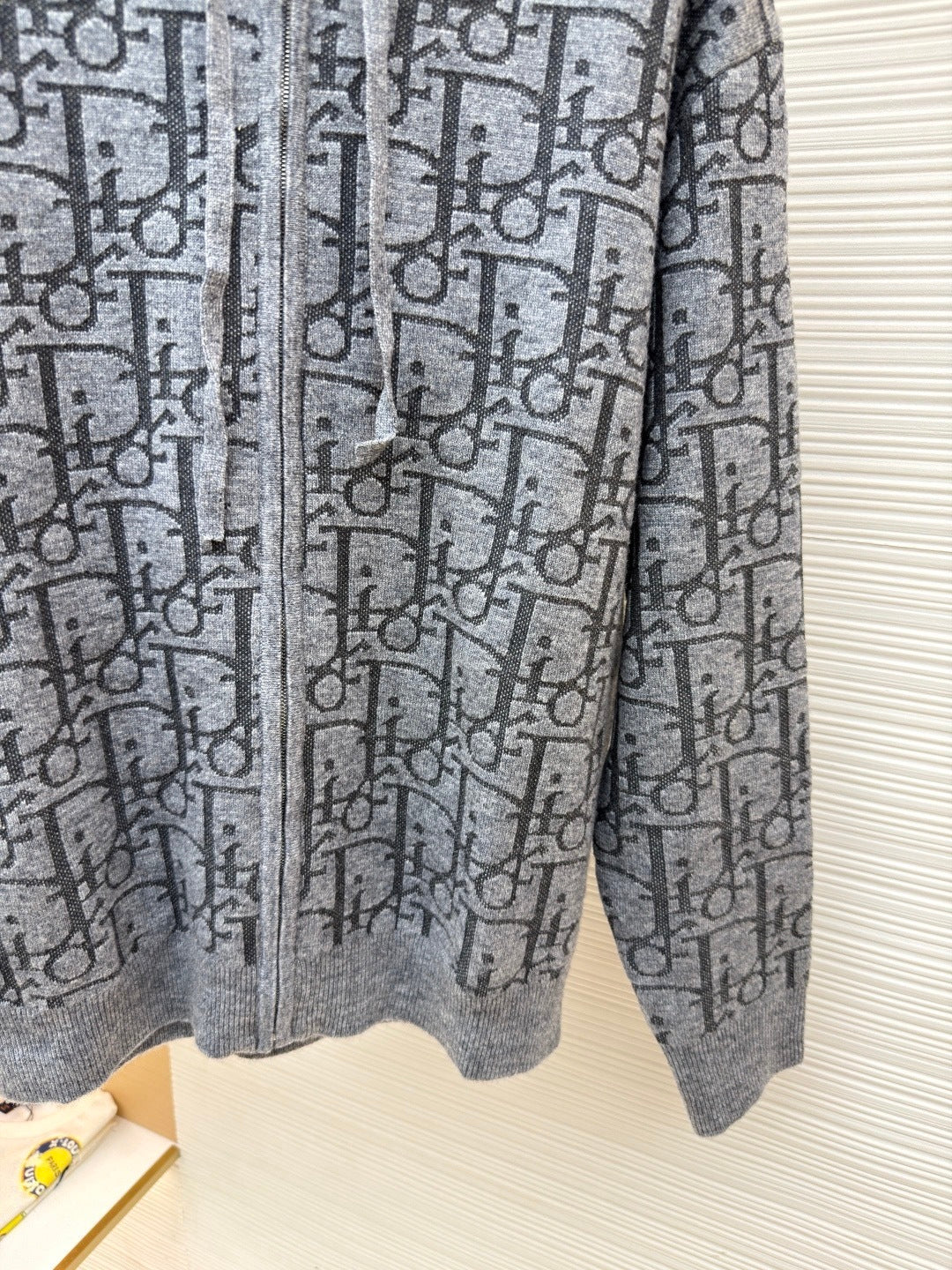 Dior Hooded Zip-up Cardigan "Gray Dior Oblique Wool Blend Jacquard"