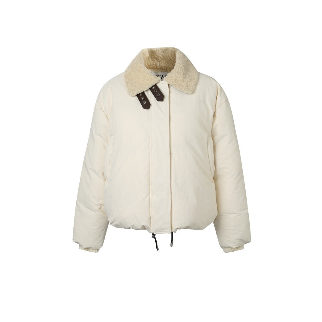 Loewe Shearling-Trimmed Down Jacket "White"