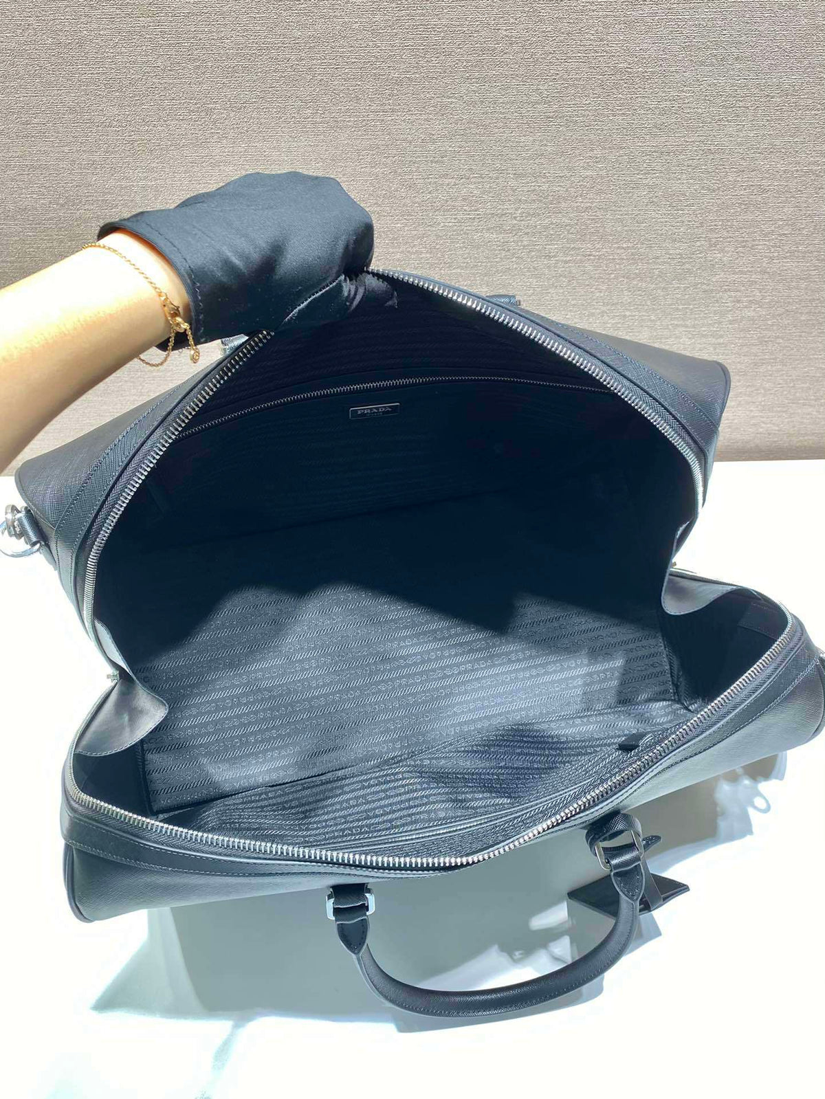 Prada Saffiano Leather Travel Bag "Black"