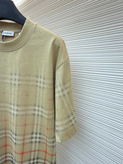 Burberry Gradient Check Cotton T-Shirt "Sand Beige"