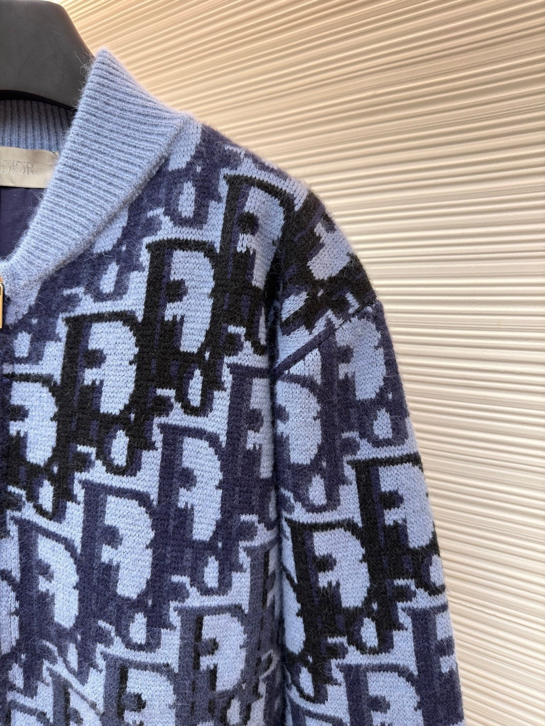 Dior Oblique Blouson Jacket "Blue Wool Knit"