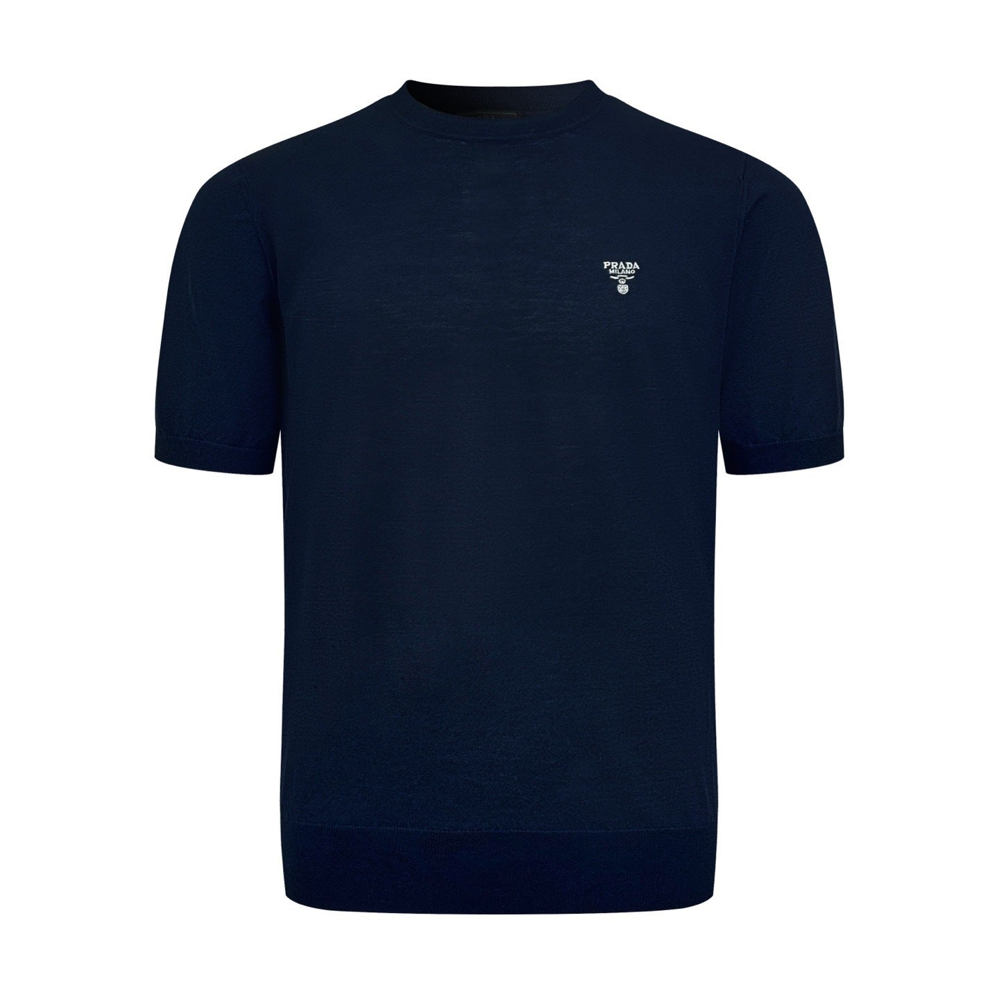 Prada Embroidered Logo Wool T-Shirt "Navy Blue"