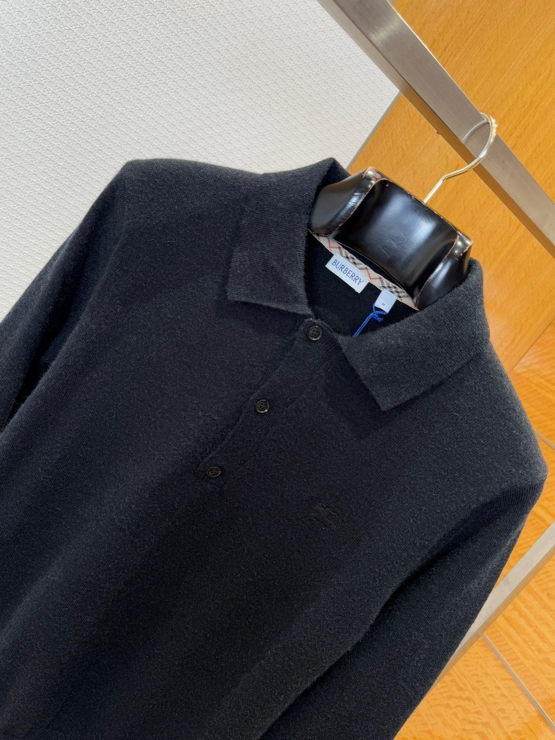 Burberry Long-sleeve Cashmere Blend Polo Shirt "Black"