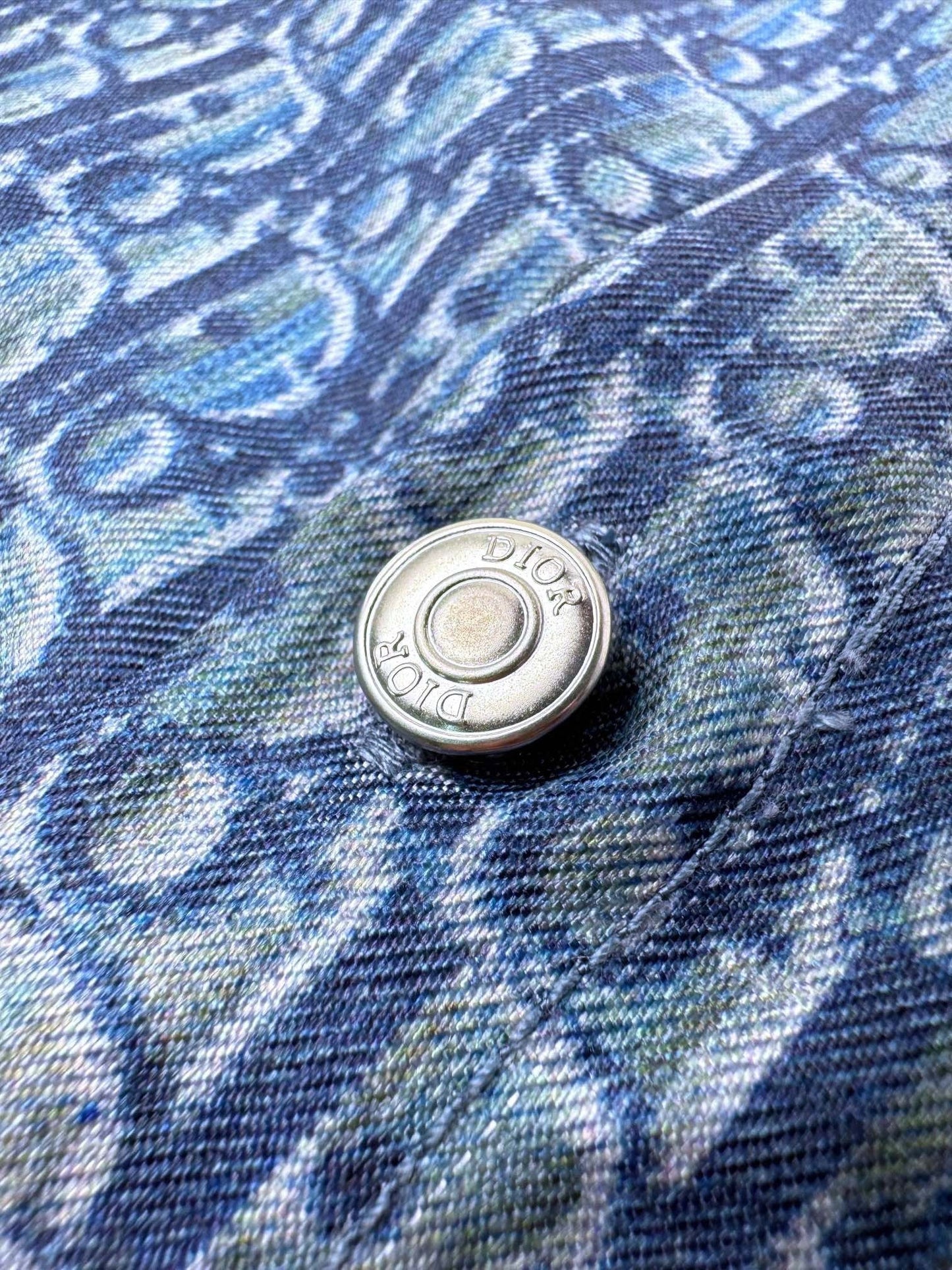Dior Short Sleeve Shirt Oblique "Blue Cotton-Blend Twill Fabric with Oblique Print"